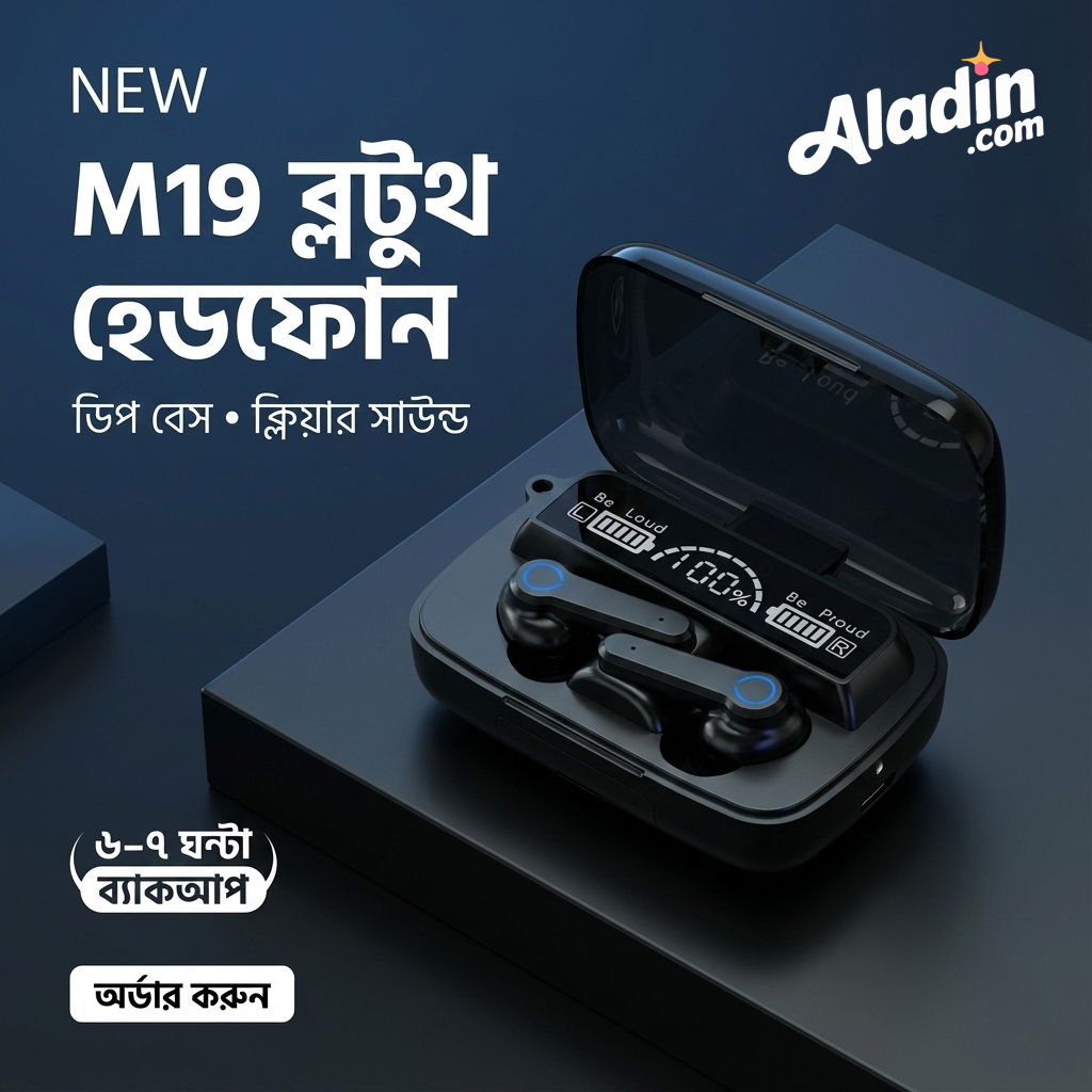 M19 Bluetooth 5.1 TWS Earbuds with LED Display, Touch Control &amp; Mic (Waterproof)