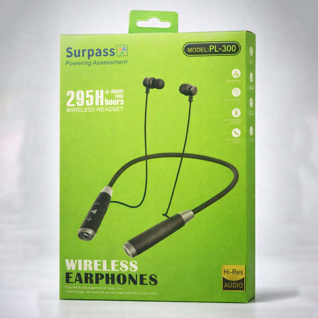 Surpass PL-300 Wireless Neckband Earphones | 295 Hours Battery Backup | Hi-Res Audio | Sports Bluetooth Headset