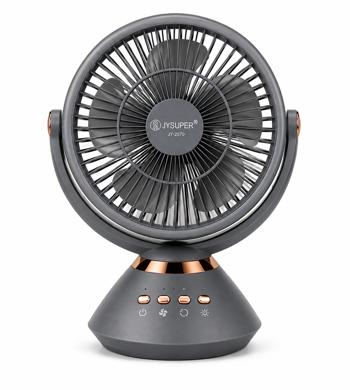 JYSUPER JY-2570 Rechargeable Desktop Fan with RGB Light JYSUPER JY-2570 রিচার্জেবল ডেস্কটপ ফ্যান উইথ RGB লাইট