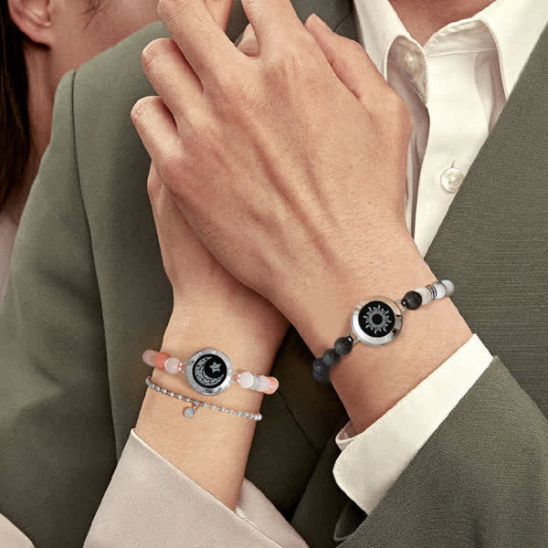 Moon &amp; Sun Design Couple Bracelet Watch | Stylish Magnetic Wrist Watch