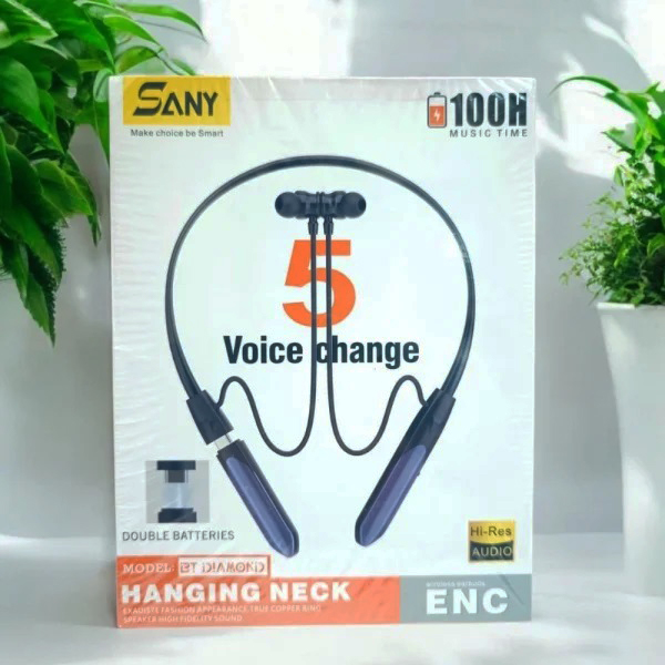 SANY BT DIAMOND Neckband | 100 Hours Backup | 250+250mAh Double Battery | ENC Calling | Hi-Res Audio | 5 Voice Changer