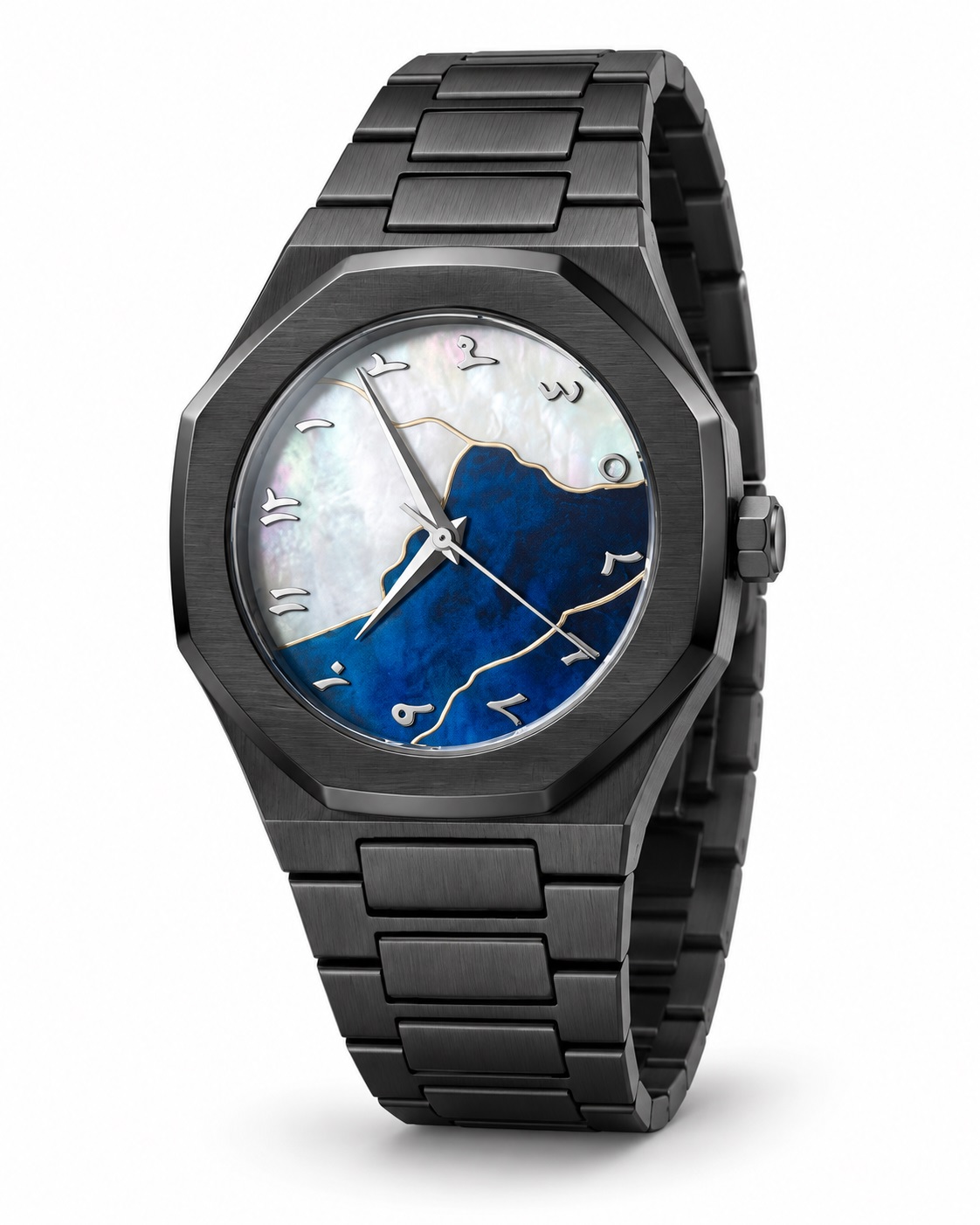 Arabic Aura Watch (Arabic Dial) | Black / Ocean Aura / White | Premium Stylish Wrist Watch